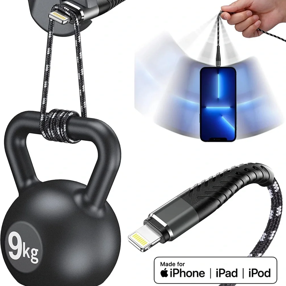 3 Pack 3 Colorful 6FT Lighting Cable [Apple MFi Certified] iPhone Charger Cord